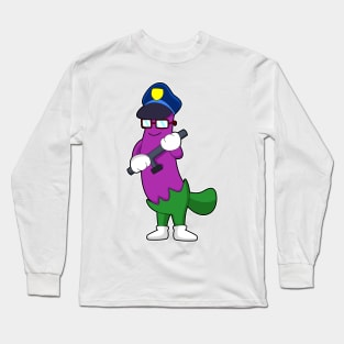 Eggplant as Police officer with Baton Long Sleeve T-Shirt